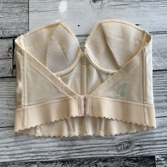 Vintage Bustier Corset Union Made Satin Lace Low Back Boned Underwire New - Picture 5 of 12